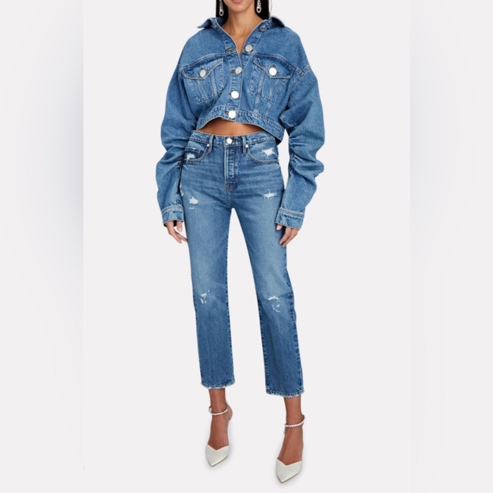 FRAME Le Original Patina Cropped Straight-Leg Jeans, Size 24
